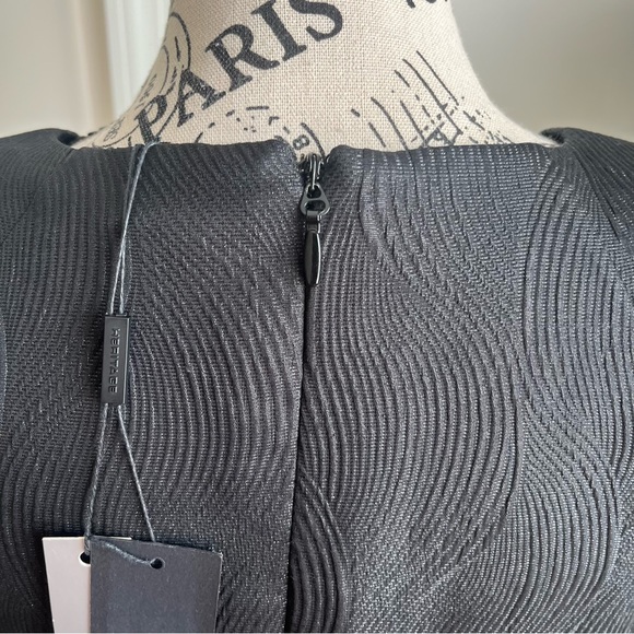 Halston Heritage Evening Sleeveless Jacquard Metallic Trumpet Gown Black Sz 8 - Picture 11 of 16